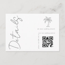Cartão De Informações Árvore de Palma Moderno Código QR Branco Detalhes