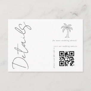 Cartão De Informações Árvore de Palma Moderno Código QR Branco Detalhes