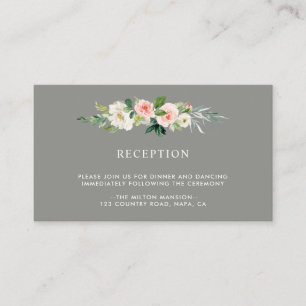 Cartão De Informações As cinzas coram recepção de casamento floral