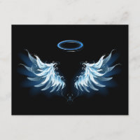 Asas Anjos Azuis Brilhantes em fundo preto