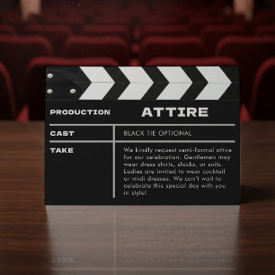 Cartão De Informações Atendimento de Casamento Quadro de Clap Movie Film