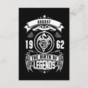 Cartão De Informações August Gift   1962 Nascimento Das Legendas