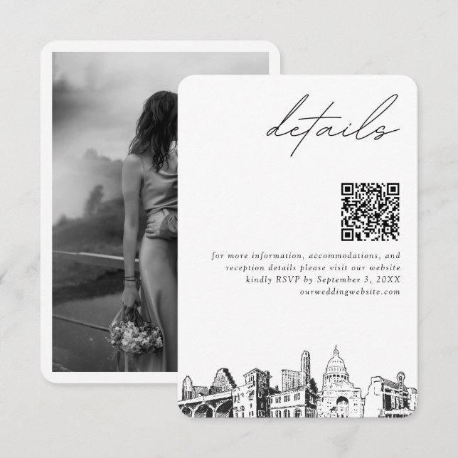Cartão De Informações Austin Casamentos Detalhes do Código QR Pequeno (Frente/Verso)