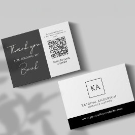 Cartão De Informações Author QR Code Book Review Request Minimal 