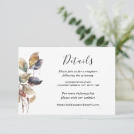 Cartão De Informações Autumn Blue Gold Red Deixa Watercolor Casamento