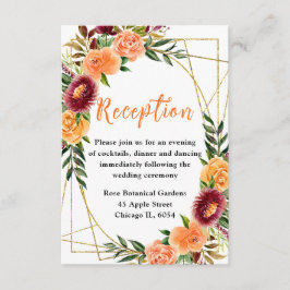 Cartão De Informações Autumn Burgundy and Orange Flowers