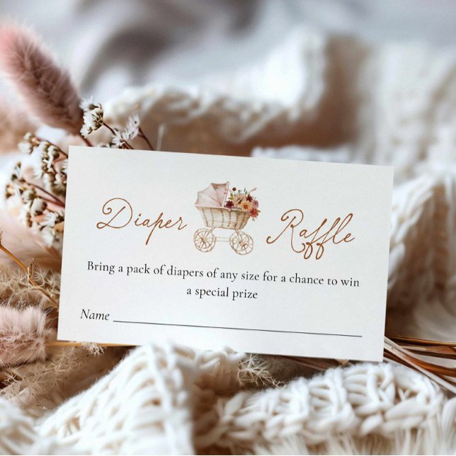 Cartão De Informações Autumn Burgundy Floral Diaper Raffle Ticket  (Rustic Fall Burgundy Floral Diaper Raffle Ticket)