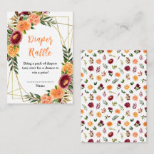 Autumn Burgundy Orange Floral Baby Fralda Raffle