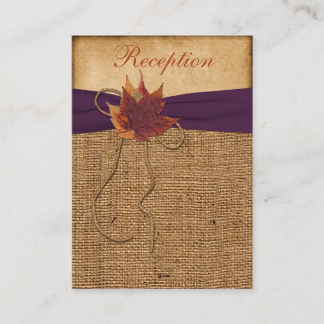 Cartão De Informações Autumn Deixa FAUX Burlap Reception Enclosure Card (Frente)