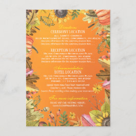 Cartão De Informações Autumn Deixa Pumpkins Informações sobre Casamento