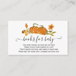 Cartão De Informações Autumn Fall Pumpkin Books para Bebê Watercolor