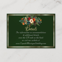 Cartão De Informações Autumn Floral, QR Code - Emerald