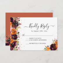 Autumn Floral Terracotta Wedding RSVP