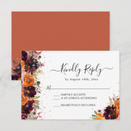 Cartão De Informações Autumn Floral Terracotta Wedding RSVP