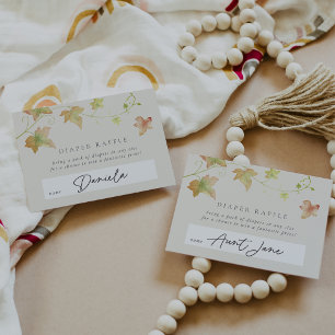 Cartão De Informações Autumn Leaves Fall Chá de fraldas Fralda Raffle