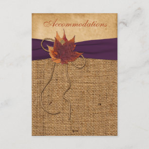 Cartão De Informações Autumn Leaves, FAUX Burlap Enclosure Card