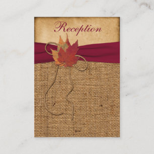 Cartão De Informações Autumn Leaves, FAUX Burlap Enclosure Card 3