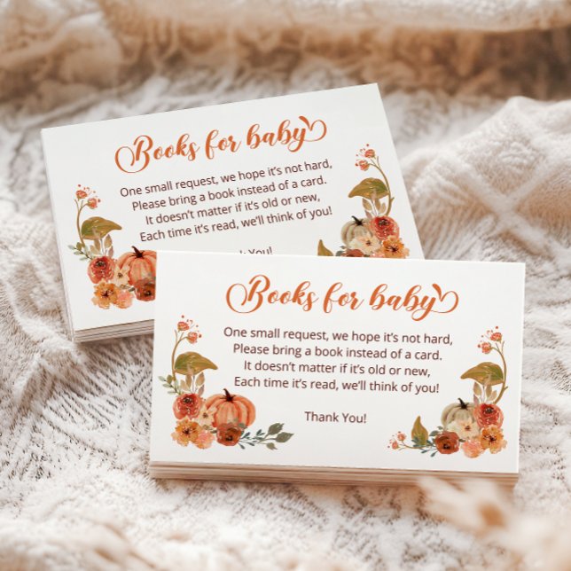 Cartão De Informações Autumn Little Pumpkin Books para Bebê (Criador carregado)