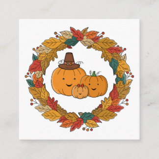Cartão De Informações Autumn Pumpkin Family Wreath