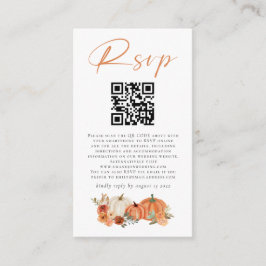 Cartão De Informações Autumn Pumpkins Florals Código QR Casamento RSVP