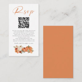 Cartão De Informações Autumn Pumpkins Florals Código QR Casamento RSVP
