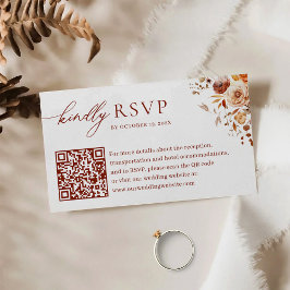 Cartão De Informações Autumn Romance QR Code Wedding RSVP