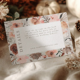Cartão De Informações Autumn Watercolor Boho Floral Wedding Info