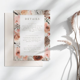 Cartão De Informações Autumn Watercolor Boho Floral Wedding Info