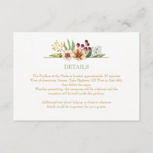 Cartão De Informações Autumn Wildflower Watercolor Wedding Sage