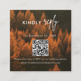 Cartão De Informações Autumn Woods Minimalist Wedding RSVP Card