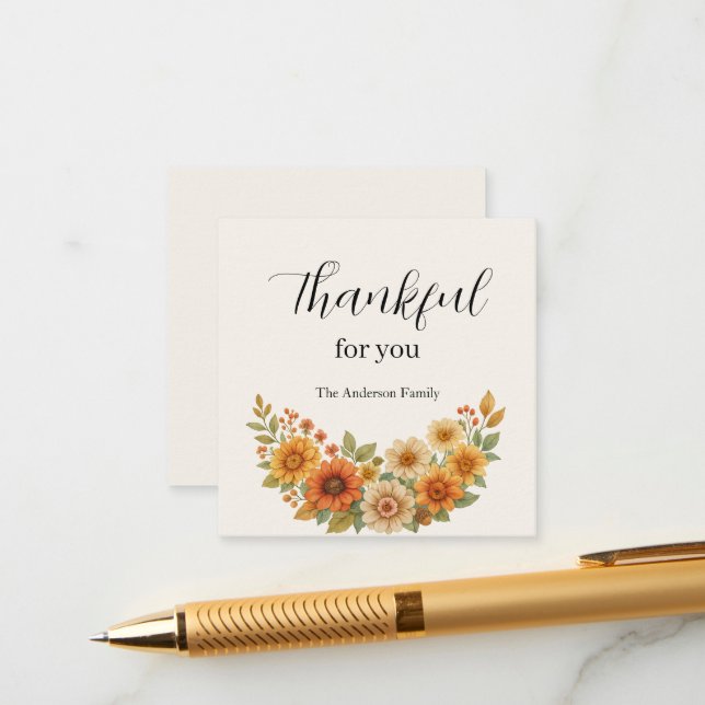 Cartão De Informações Autumn Wreath - Queda Floral - Ação de Graças (Frente/Verso In Situ)