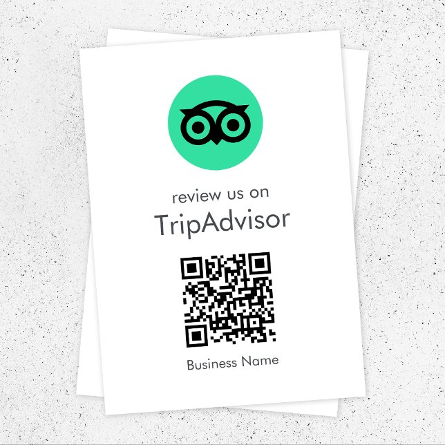 Cartão De Informações Avaliações do Tripadvisor | Business Review Código (Gain Tripadvisor reviews & grow your business with this rating request enclosure card or handout.)