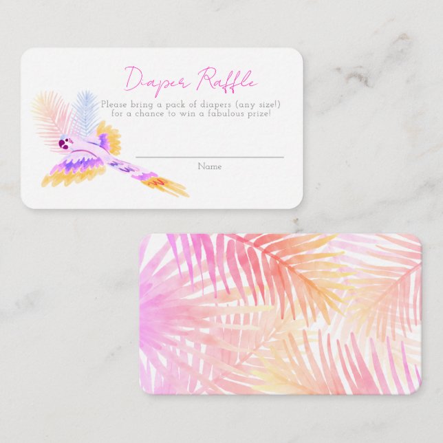Cartão De Informações Aves Tropicais Havaianas - Fralda Raffle (Frente/Verso)
