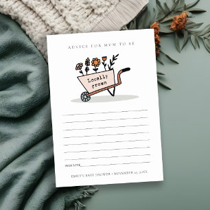 Cartão De Informações Aviso de Carrinho Floral Cortado Blush para Chá de