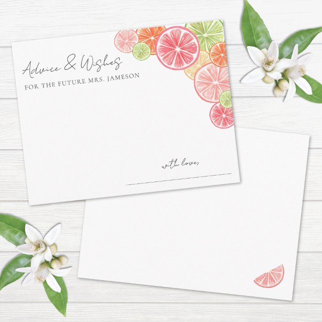 Cartão De Informações Aviso de Chá de panela de Citros (Citrus Bridal Shower Advice Enclosure Card )