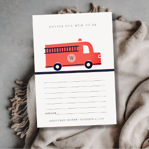 Cartão De Informações Aviso do Motor de Caminhão de Fogo Vermelho para C