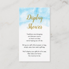 Cartão De Informações Azul Aquarela | Placa de Chá de fraldas de exibiçã