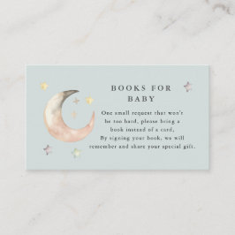 Cartão De Informações Azul Boho Encantada com a lua Pedido de livro Chás