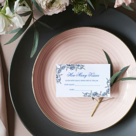 Cartão De Informações Azul elegante Quantos Kisses Jar Games Bridal Card