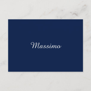 Cartão De Informações Azul Escuro Elegante Casual Nome Próprio Manuscrit