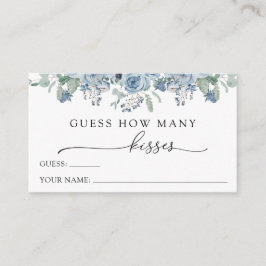 Cartão De Informações Azul Floral Adivinha Quantos Beijos Ficha De Gabin