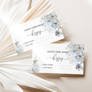 Cartão De Informações Azul floral adivinha quantos beijos jogo de noiva