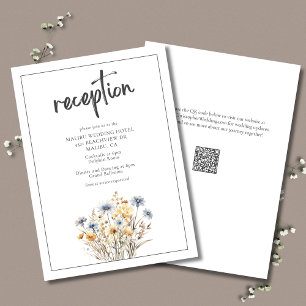 Cartão De Informações Azul Flores Selvagens Recepção Formal de Casamento