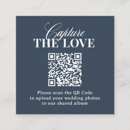 Cartão De Informações Azul Marinho | Código QR Casamento Capture o Amor