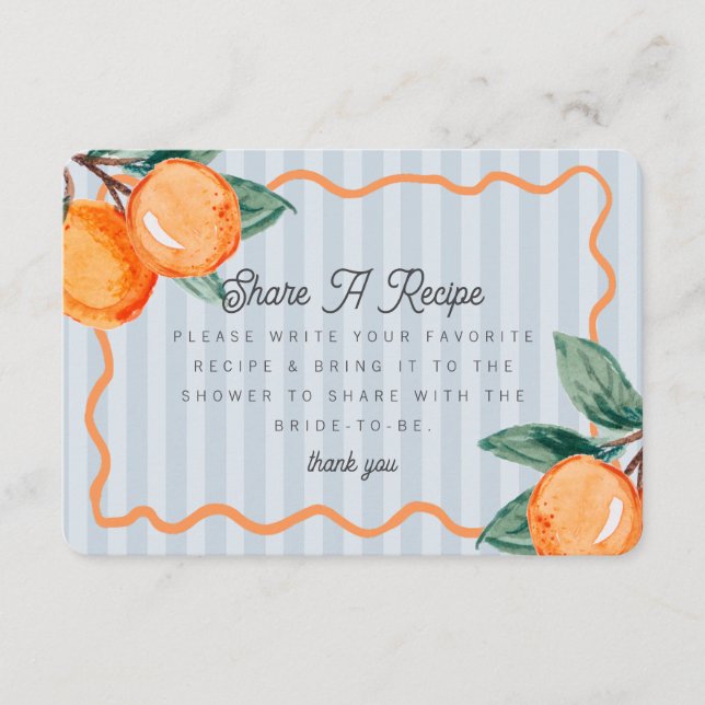 Cartão De Informações Azul Pequena Cute Pastel De Cítricos Compartilhe U (Frente)