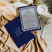 Azul Real Renda Doily Detalhes de Casamento de Din