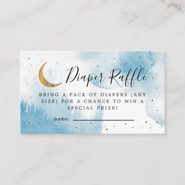 Cartão De Informações Azul Sobre A Fralda Da Lua Raffle (Frente)