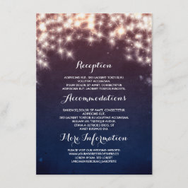 Cartão De Informações Azul Starry String Luzes Informações de Casamento