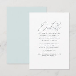 Cartão De Informações Azul Suave com Casamento Calliográfico