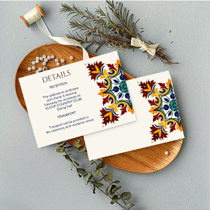 Cartão De Informações Azulejo, casamento azul no Mediterrâneo